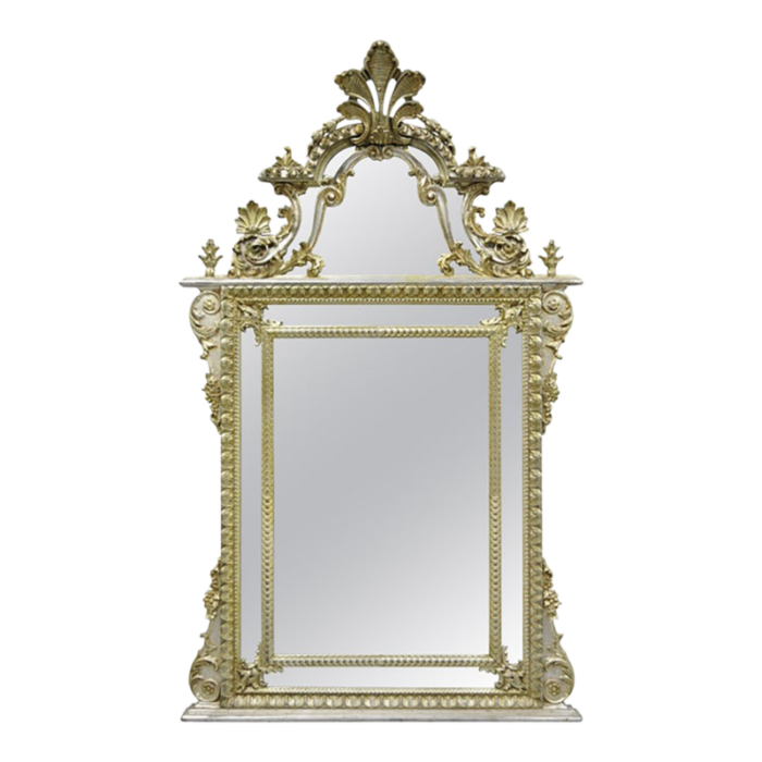 labarge french rococo louis xv style silver giltwood trumeau console mirror 0429