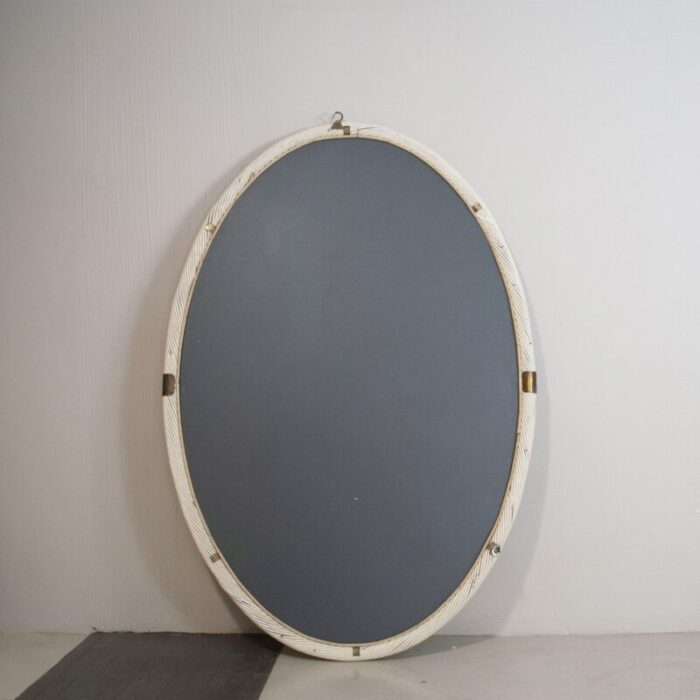 lacquer wicker and brass mirror 5