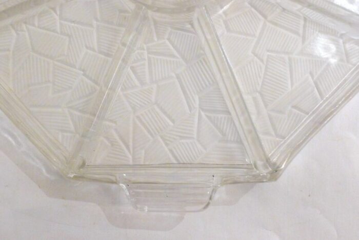 large art deco appetizer dish in colorless glass 1930s 3955