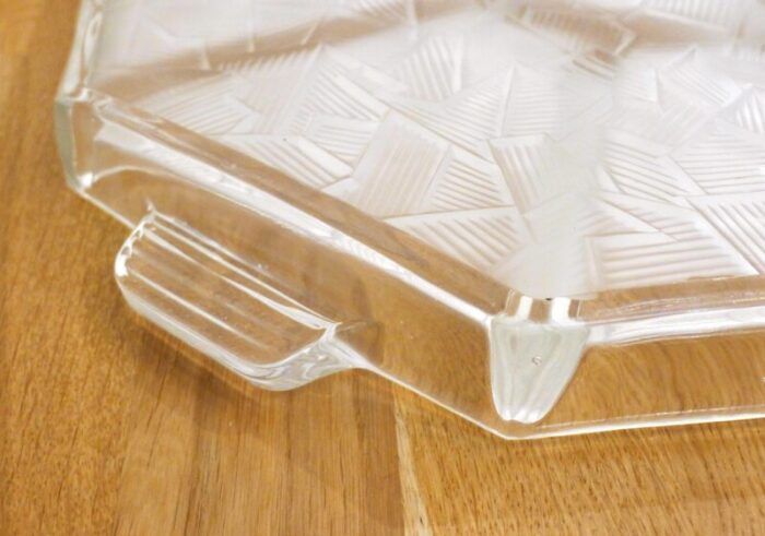 large art deco appetizer dish in colorless glass 1930s 7499