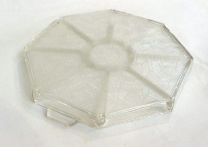 large art deco appetizer dish in colorless glass 1930s 8995