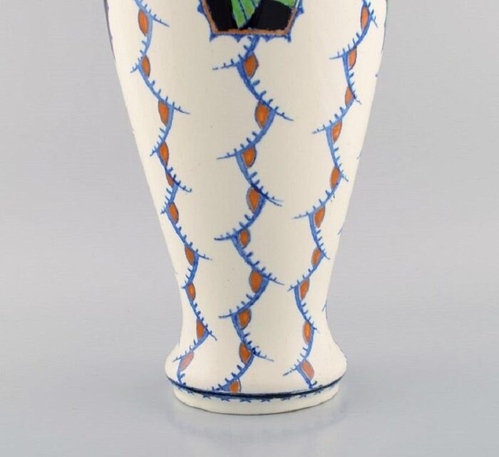 large art deco vase in glazed ceramic with birds from boch freres keramis belgium 4 scaled