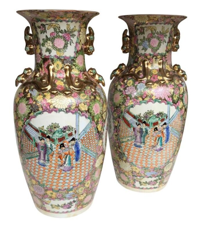 large china vases 20th century set of 2 1