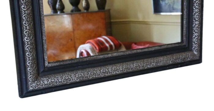 large ebonised silver gilt wall or overmantel mirror late 19th century 2