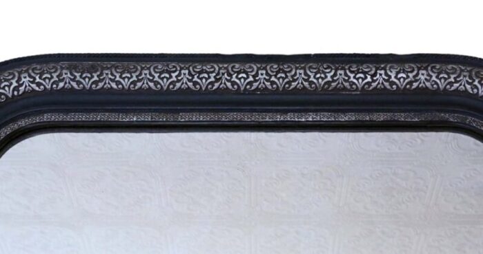 large ebonised silver gilt wall or overmantel mirror late 19th century 6