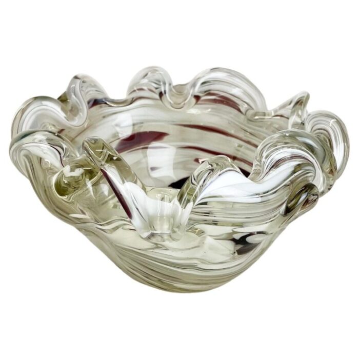 large italian murano glass floral bowl ashtray 1970s 1