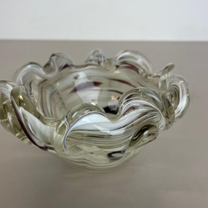 large italian murano glass floral bowl ashtray 1970s 5