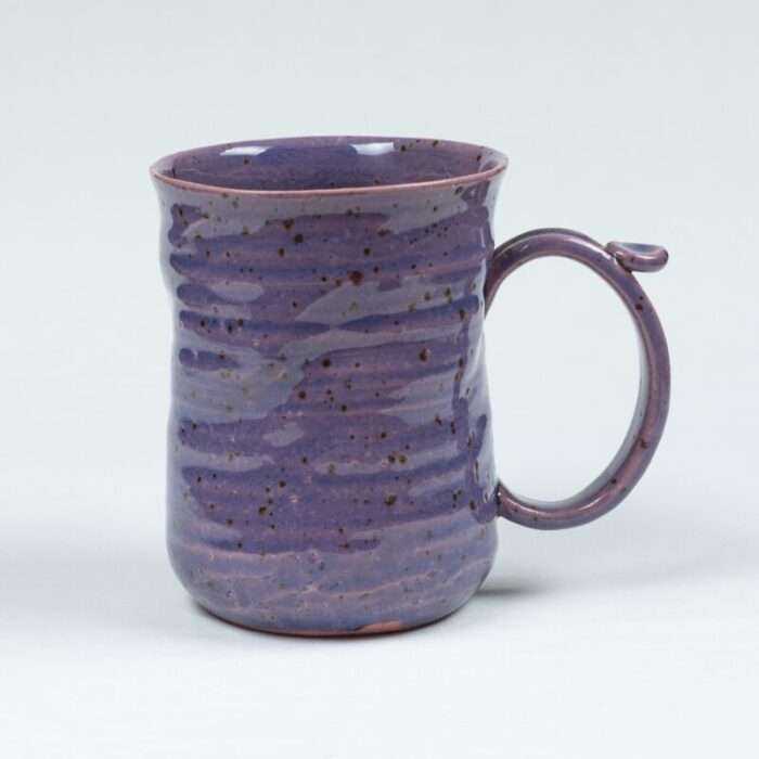 large late 20th century hasami plum blossom purple mug 0847