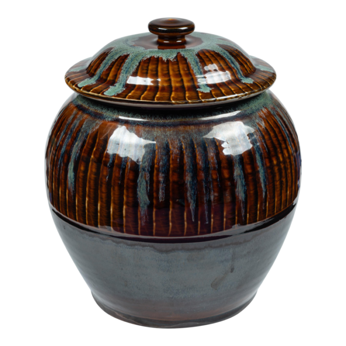 large mid 20th century onta jar with iron hakeme brush and splash decoration 6741