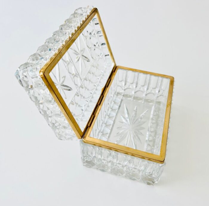 large mid century french crystal casket jewelry box 2830