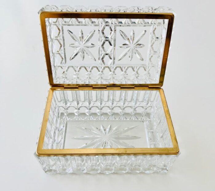 large mid century french crystal casket jewelry box 3604