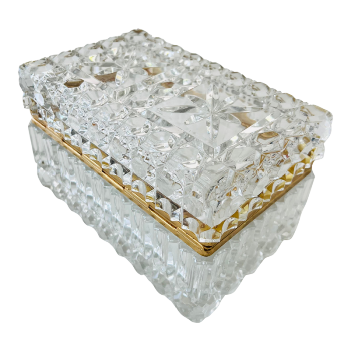 large mid century french crystal casket jewelry box 5068