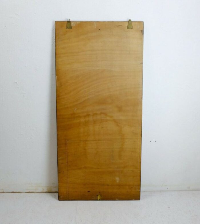 large mid century modern mosaic wall mirror with brass frame 1950s 2