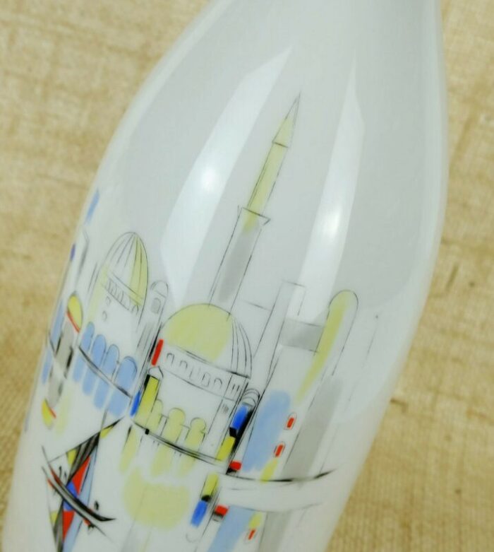 large mid century porcelain vase with southern city view from hutschenreuther 1950s 2