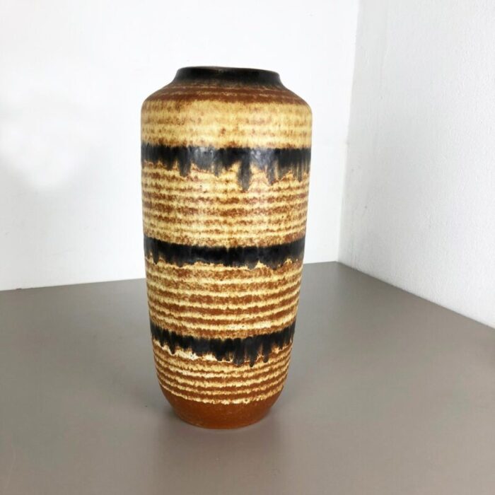 large multi color pottery fat lava 517 45 floor vase from scheurich 1970s 3