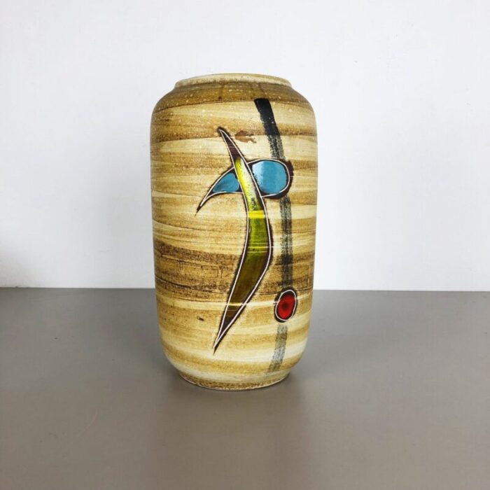 large multi color pottery fat lava 546 40 vase from scheurich 1960s 1