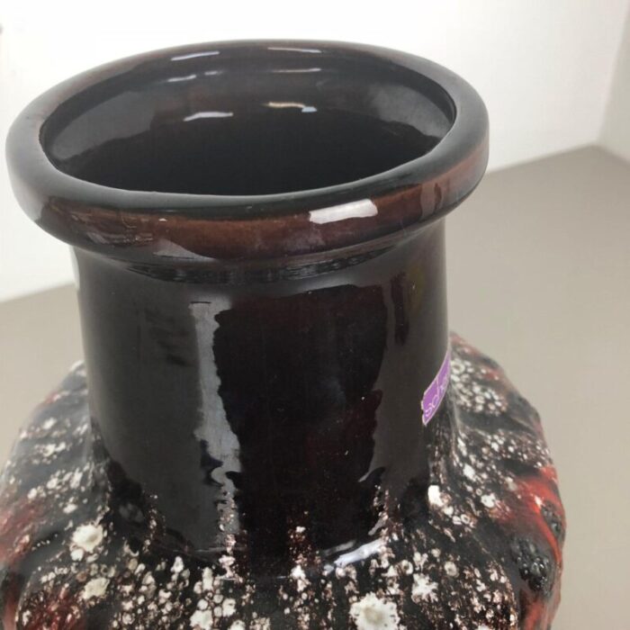 large multi colored fat lava ceramic vase from scheurich 1970s 11