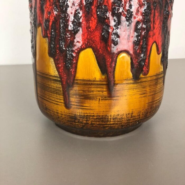 large multi colored fat lava ceramic vase from scheurich 1970s 12