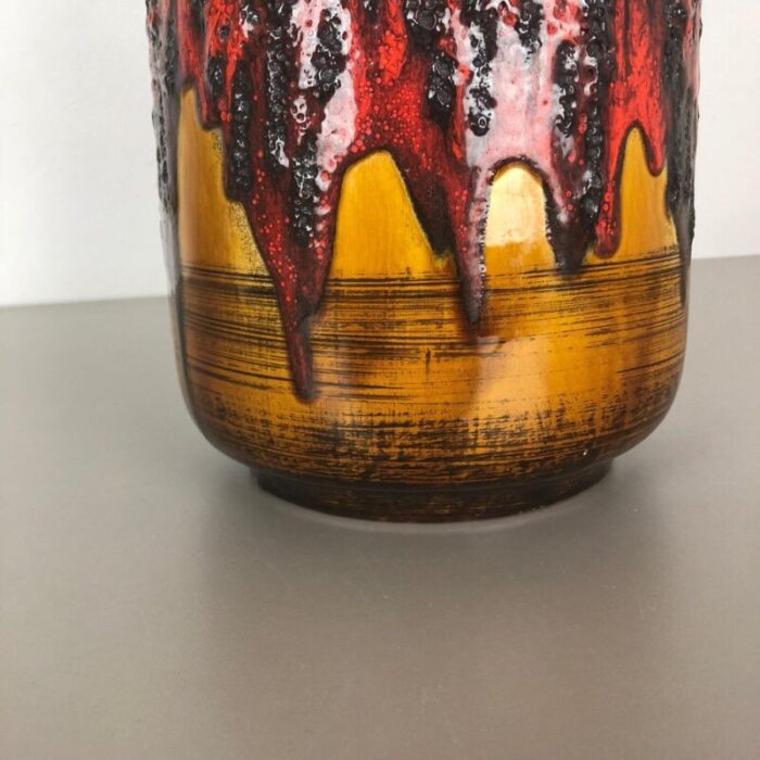 large multi colored fat lava ceramic vase from scheurich 1970s 14