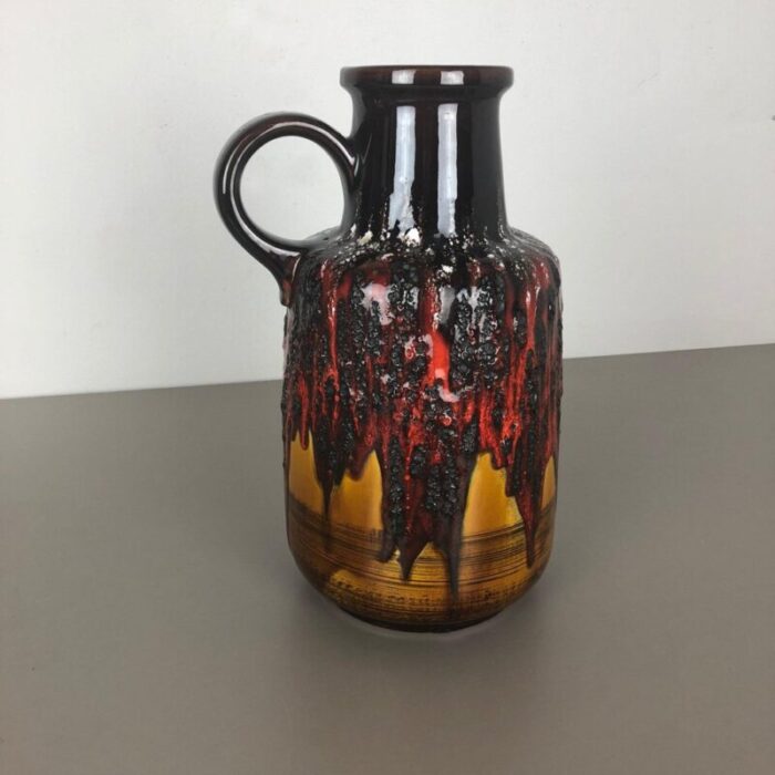 large multi colored fat lava ceramic vase from scheurich 1970s 3