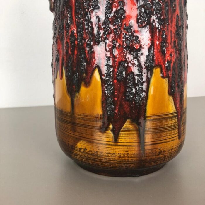 large multi colored fat lava ceramic vase from scheurich 1970s 4