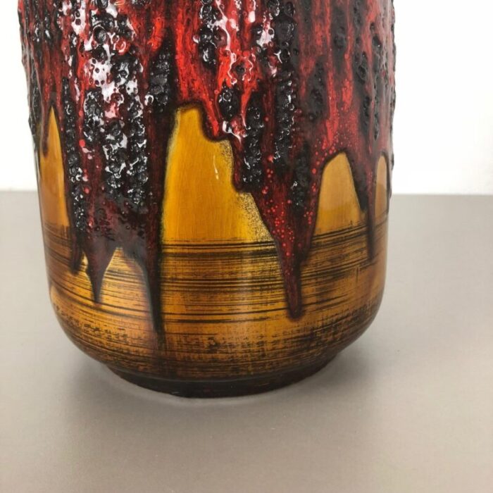 large multi colored fat lava ceramic vase from scheurich 1970s 5