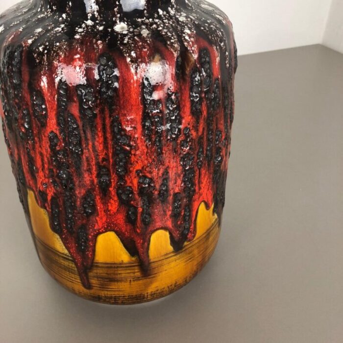 large multi colored fat lava ceramic vase from scheurich 1970s 9