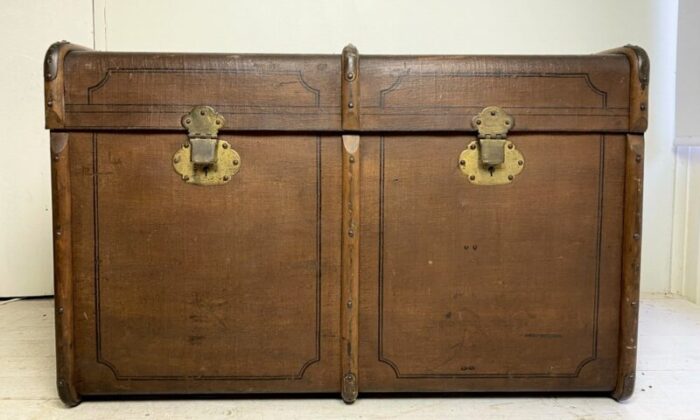 large old travel trunk chest coffee table 1900s 1