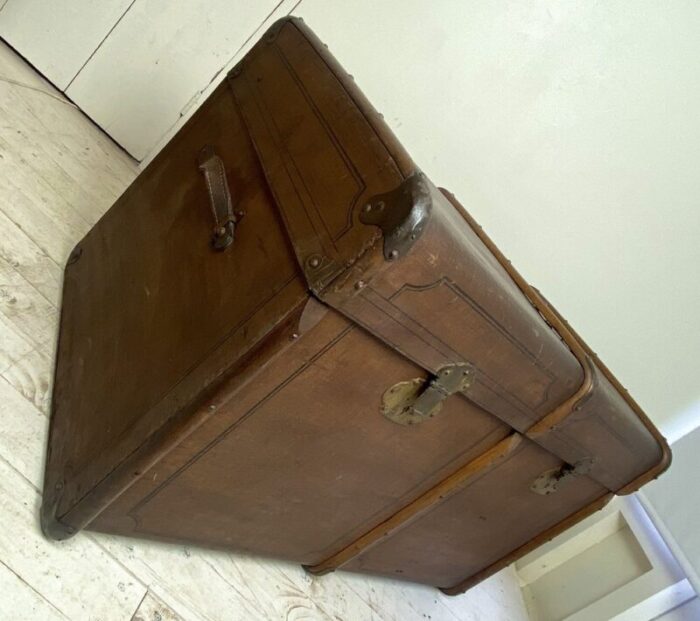 large old travel trunk chest coffee table 1900s 10