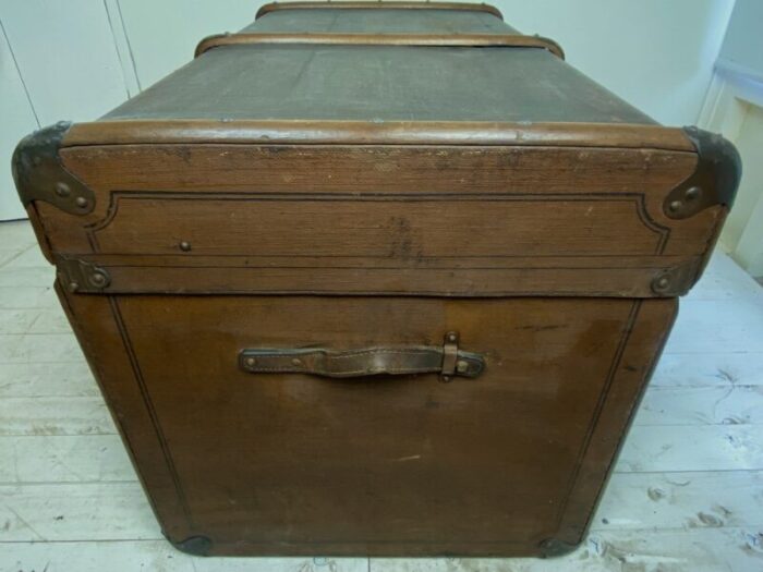 large old travel trunk chest coffee table 1900s 13