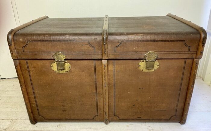 large old travel trunk chest coffee table 1900s 2