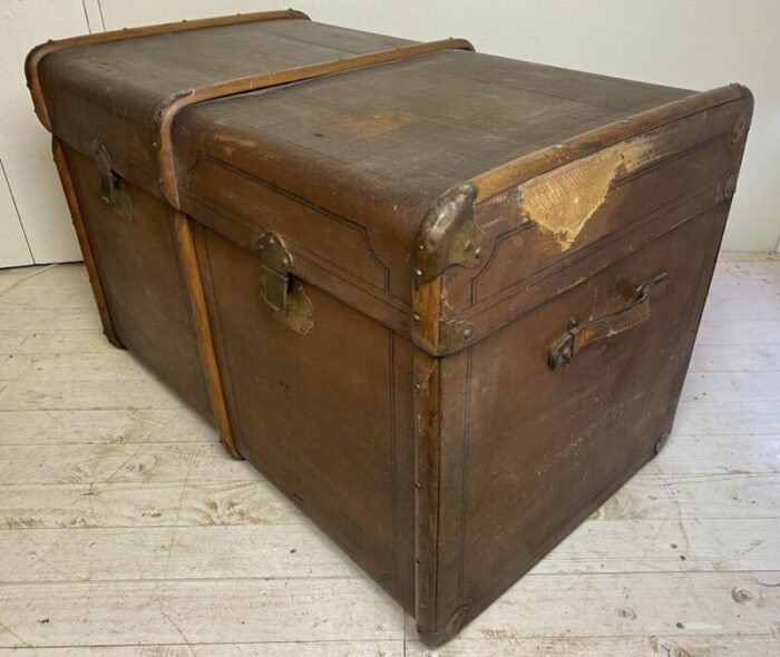 large old travel trunk chest coffee table 1900s 3