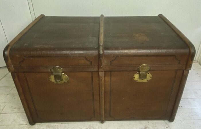 large old travel trunk chest coffee table 1900s 4