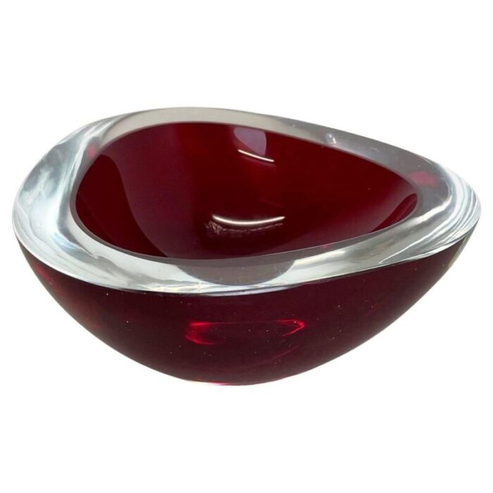 large red murano glass ashtray italy 1970s 1