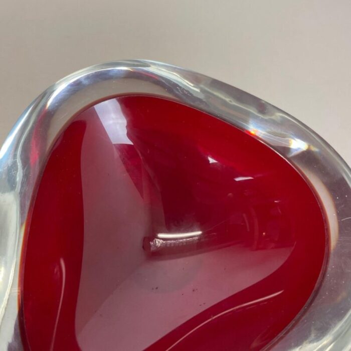 large red murano glass ashtray italy 1970s 10