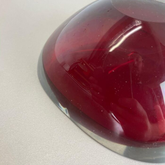 large red murano glass ashtray italy 1970s 14