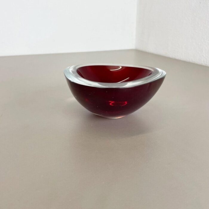 large red murano glass ashtray italy 1970s 3