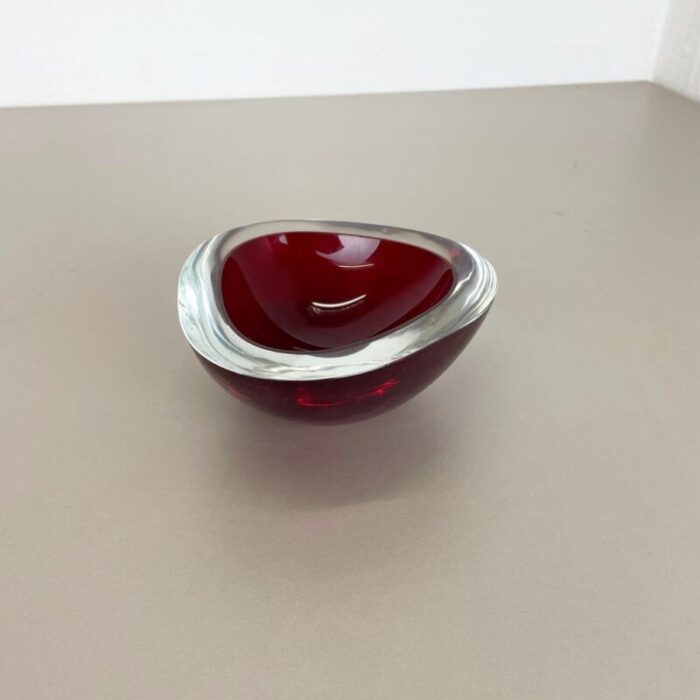 large red murano glass ashtray italy 1970s 5