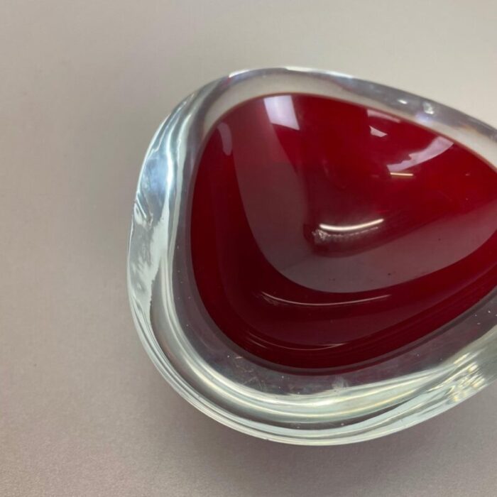 large red murano glass ashtray italy 1970s 6