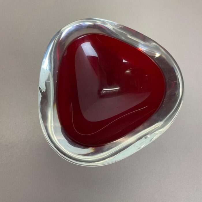 large red murano glass ashtray italy 1970s 7