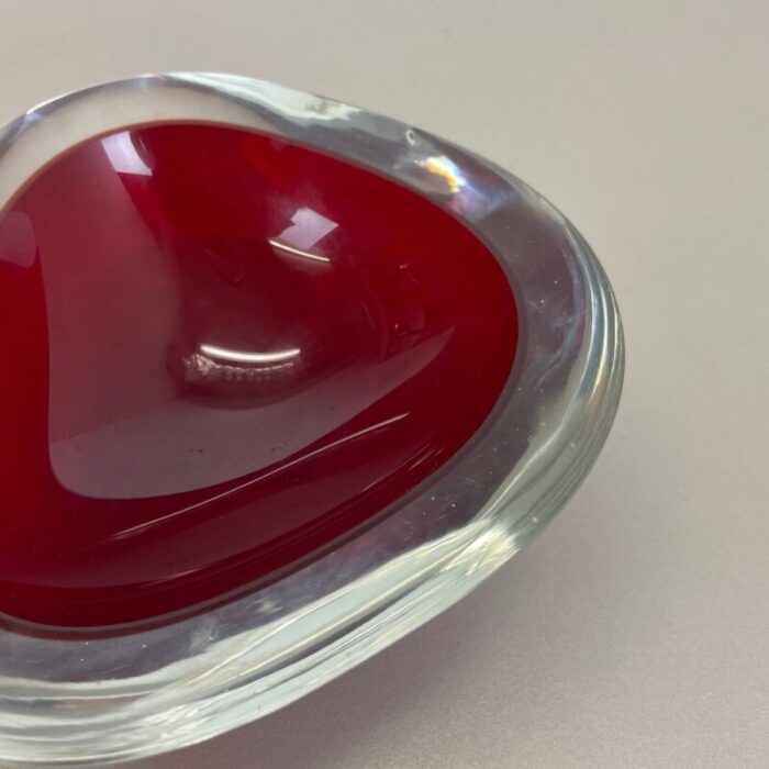 large red murano glass ashtray italy 1970s 8