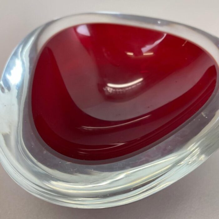 large red murano glass ashtray italy 1970s 9