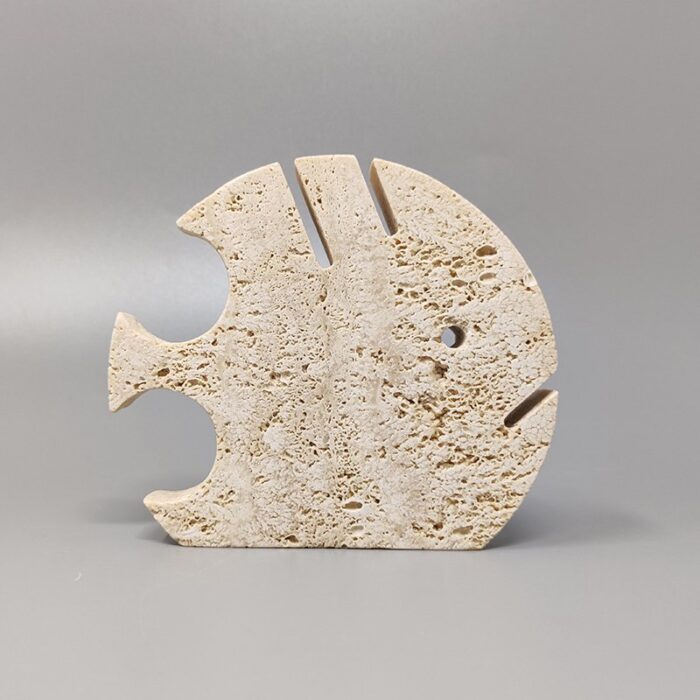 large travertine fish sculpture by enzo mari for f lli mannelli 1970s 1