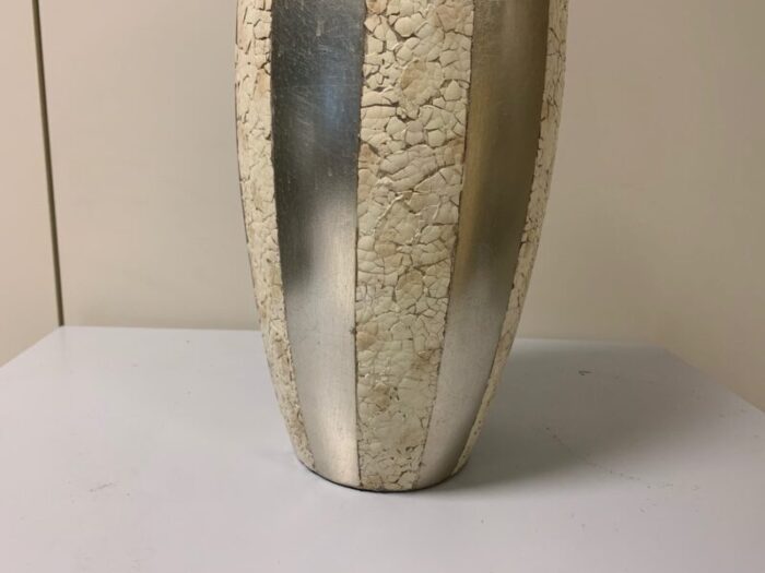 large vase with natural eggshell inserts and silver leaf 1950s 6