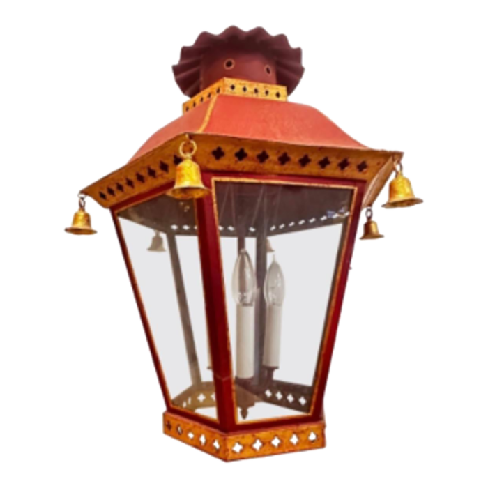 large vintage tole pagoda hanging lantern ceiling fixture 0750