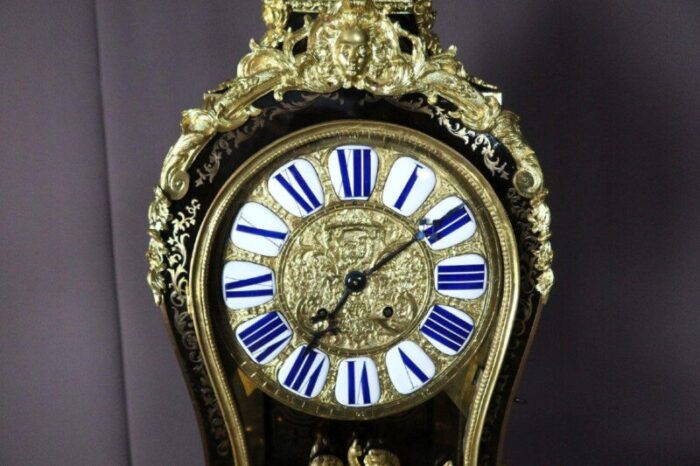 large wooden brass inlay clock 2