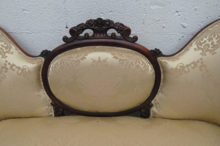 late 1800s victorian carved solid rosewood large settee loveseat 0183