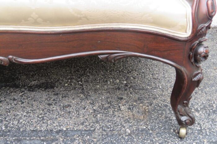 late 1800s victorian carved solid rosewood large settee loveseat 0596