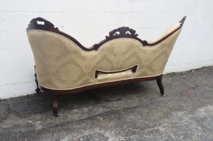 late 1800s victorian carved solid rosewood large settee loveseat 1008