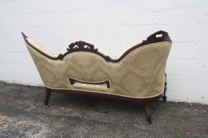 late 1800s victorian carved solid rosewood large settee loveseat 9657